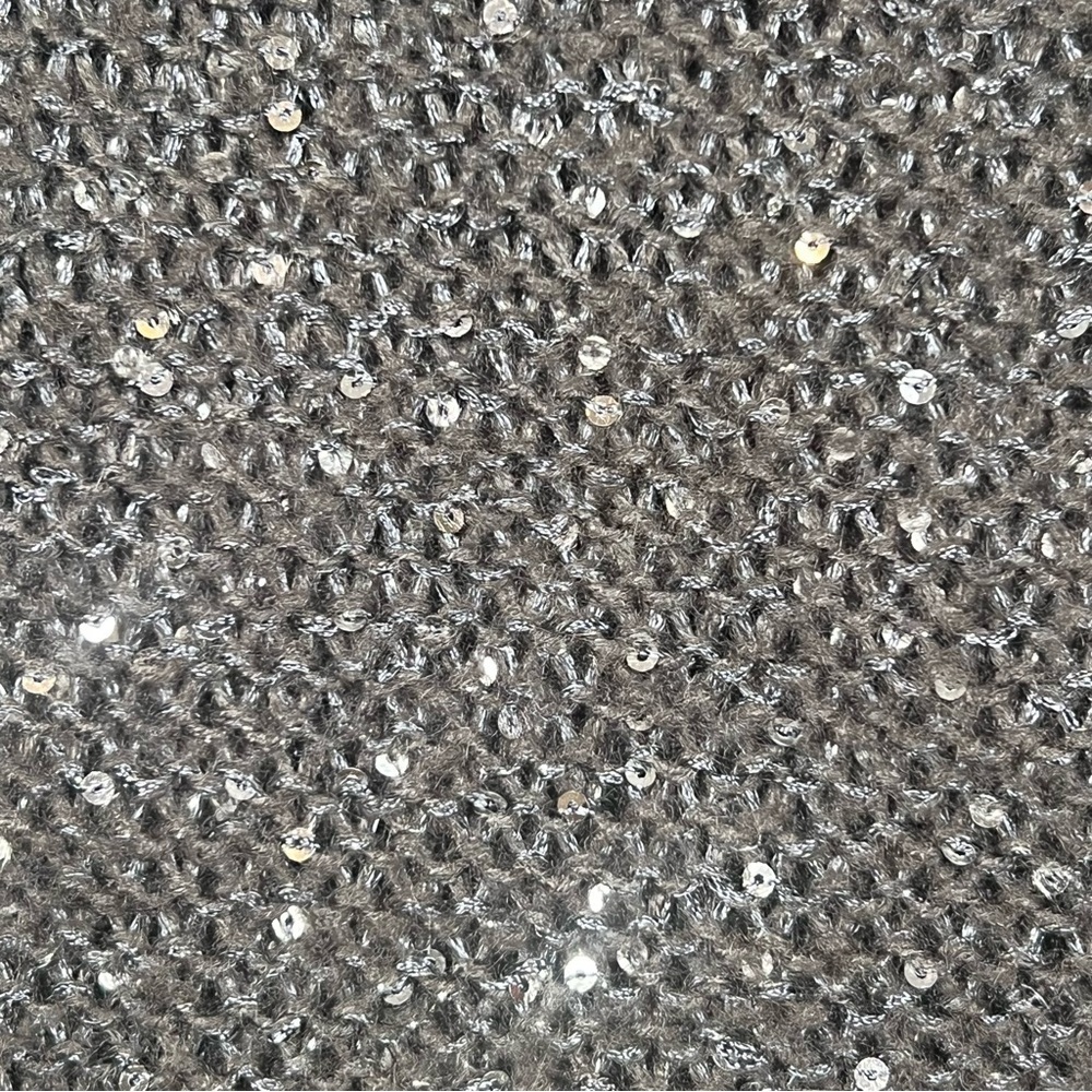Apt. 9 Grey Oversized V-Neck Sweater with silver sequins sewn throughout size S - Picture 6 of 8